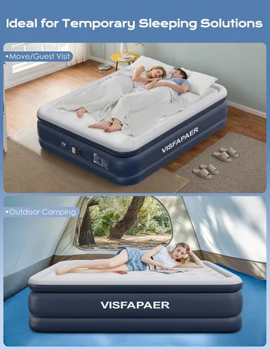 Miniatura 7 de Colchón de aire twin con bomba incorporada elevada, colchón inflable de 18 pulgadas de alto, colchón inflable eléctrico, cama de inflado rápido