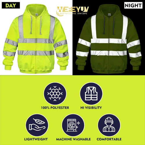 Miniatura 3 de wefeyuv Hi Vis - Sudaderas de visibilidad reflectante de color liso para hombre