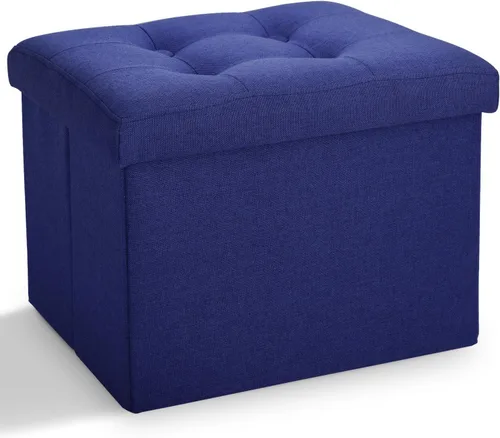Miniatura 22 de LINMAGCO Taburete otomano plegable de almacenamiento, reposapiés de terciopelo con acolchado moderno otomano con almacenamiento para sala de estar
