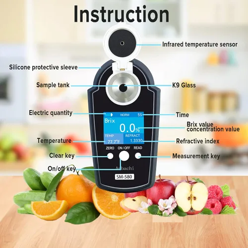 Miniatura 3 de Refractómetro digital Probador digital BRIX Medidor de azúcar Ideal para agua potable Bebidas Kombucha Huerto Jugo de frutas Contenido