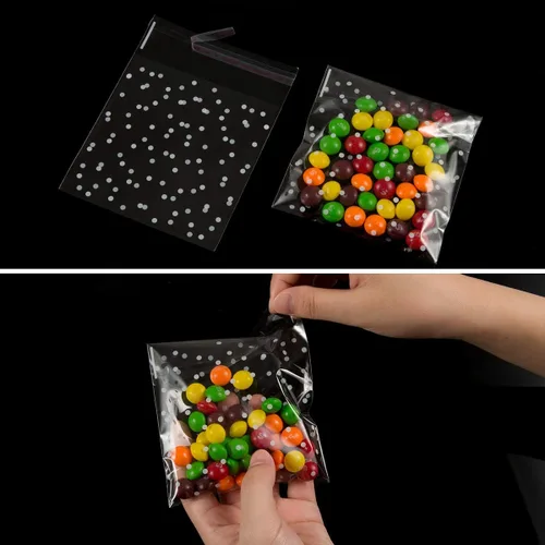 Miniatura 3 de 400 bolsas de celofán transparentes con diseño de lunares, color blanco y blanco