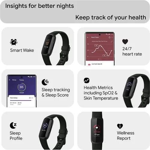 Miniatura 4 de Fitbit Inspire 3 Rastreador de actividad de salud y fitness (negro) con intensidad de entrenamiento, seguimiento del sueño, frecuencia cardíaca
