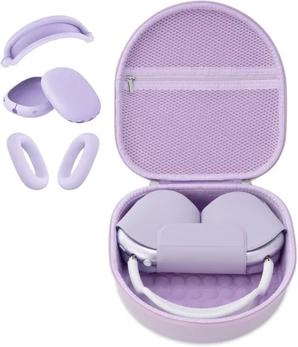 Miniatura 16 de Funda para auriculares Apple Airpods Max, estuche duro portátil de viaje para auriculares, bolsa con malla y cremallera para cargador y accesorios