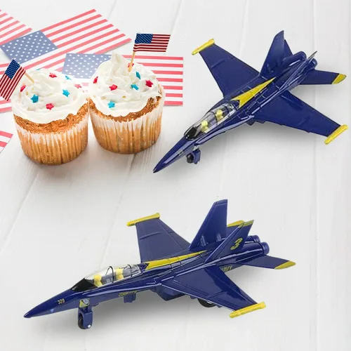 Miniatura 7 de ArtCreativity Avión de juguete de 6 pulgadas F-18 Blue Angels con mecanismo de retroceso (juego de 2), juguetes de avión de metal fundido a presión