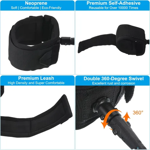 Miniatura 4 de PATIKIL Correas para tabla de surf, correas en espiral con enchufe para muñeca para tabla de remo