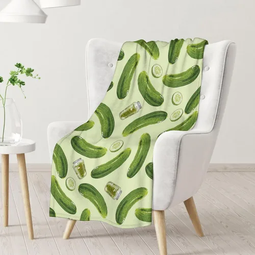 Miniatura 2 de Manta Pickle para niñas, niños, acogedora, cálida, de 30 x 40 pulgadas, manta de tamaño regazo para sofá, silla, manta verde divertida y mullida