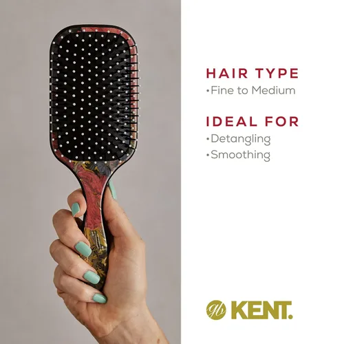 Miniatura 6 de Kent LPB1 - Cepillo de pelo acolchado de paleta grande, arreglar, desenredar y alisar estampado floral, el mejor cepillo diario para cabello medio a
