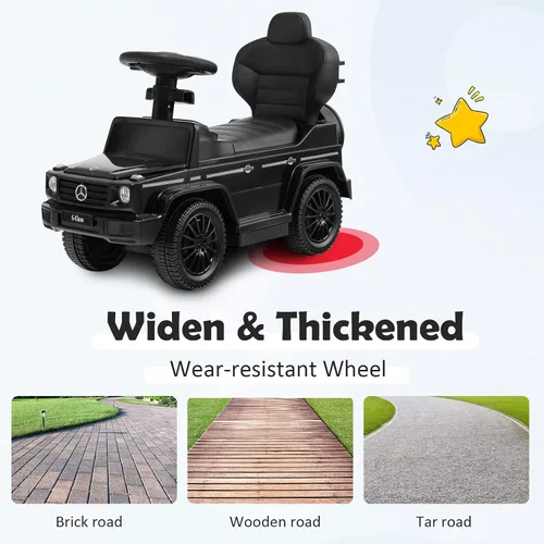 Miniatura 7 de Costzon Coche de empuje para niños pequeños, 3 en 1 Mercedes Benz Cochecito deslizante para caminar con toldo, asa, barandilla de apoyabrazos