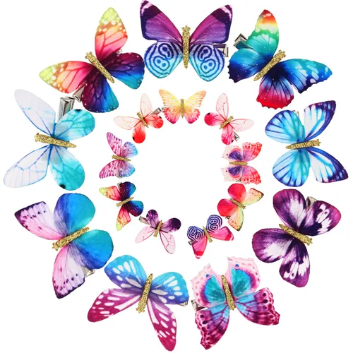Boao 18 piezas de pinzas para el cabello con brillo y diseño de mariposa para niñas, adolescentes y mujeres, accesorios para el cabello (estilo