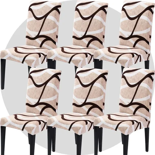 Miniatura 40 de Juego de 6 fundas elásticas para sillas de comedor, color blanco hueso, elásticas, lavables, extraíbles para cocina, hotel, restaurante Blanco roto