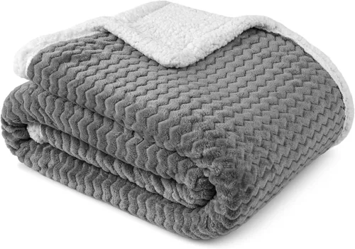 Miniatura 22 de PAVILIA Manta Sherpa de Cuadros Buffalo Gris Claro para Sofá, Manta de Forro Polar Suave Gris Claro a Cuadros, Manta de Franela Suave y Mullida