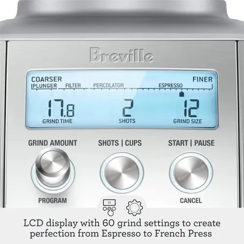 Miniatura 3 de Molinillo de granos de café Breville The Smart Grinder Pro, Acero inoxidable pulido Acero inoxidable cepillado