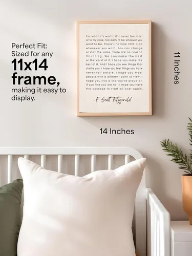 Miniatura 2 de F Scott Fitzgerald Quotes - "For What It's Worth" - Imagen inspiradora de arte de pared, decoración de pared para sala de estar, decoración floral