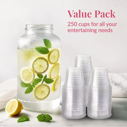 Miniatura 4 de Prestee Paquete de 250 unidades - Vasos de plástico transparentes de 9 onzas - Vasos de vino de plástico desechables duraderos para fiesta, bodas