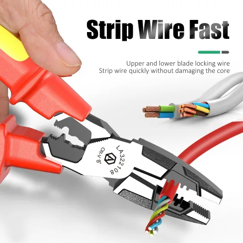 Miniatura 8 de LAOA Alicates multifuncionales aislados de 1000 V Cortador de alambre, pelacables, crimpadora con herramienta de electricista resistente de acero