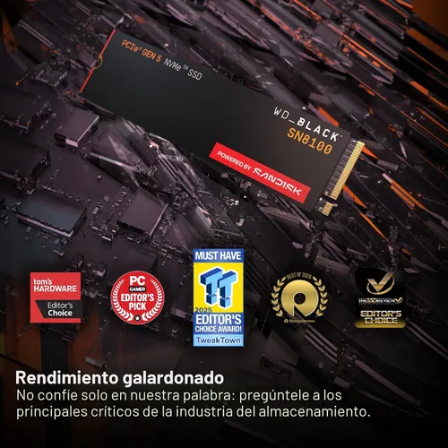Miniatura 2 de WD_Black SN8100 SSD NVMe de 1 TB - PCIe 5.0x4, M.2 2280, velocidad de lectura de hasta 14,900 MB/s, velocidad de escritura de hasta 11,000 MB/s