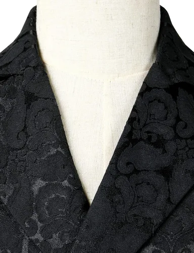 Miniatura 3 de ZEROYAA Chaleco de brocado jacquard de doble botonadura gótico steampunk para hombre, chaleco sin mangas
