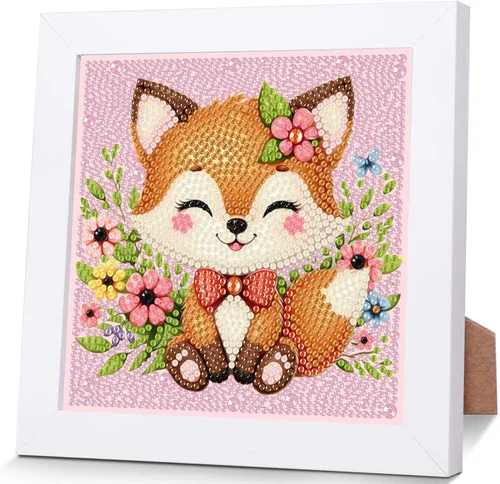 Miniatura 15 de xackcme Kits de pintura de diamantes de gato para niños con marco, arte de diamantes de animales para niños de 4 a 8 a 12 años, kit de pintura