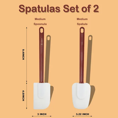 Miniatura 4 de Juego de 2 espátulas de silicona de 14 pulgadas, resistentes al calor, espátulas de goma de alta resistencia, juego de espátulas comerciales