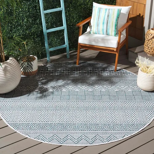 Miniatura 78 de SAFAVIEH Alfombra lavable para exteriores, colección Courtyard de 2.3 x 16 pies, color negro y gris, no desprende pelusa y de fácil limpieza, ideal