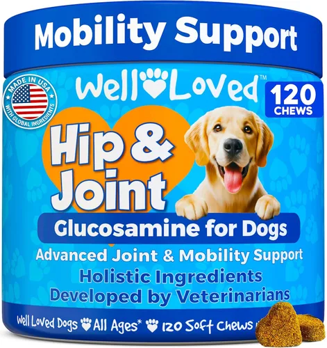Well Loved Glucosamina para perros - Suplemento articular para perros, fabricado en Estados Unidos, desarrollado por veterinarios, condroitina de