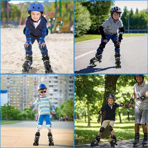 Miniatura 2 de Patines ajustables para niños pequeños con ruedas iluminadas para niños y niñas principiantes para deportes de interior y exterior Negro & blanco