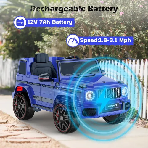 Miniatura 3 de ANPABO Auto de pasajeros con licencia Mercedes-Benz G63 para niños, coche de 12 V para montar con control remoto para padres, faros LED, reproductor