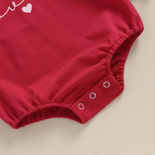Miniatura 22 de Traje de bebé niña para el primer día de San Valentín, mameluco de burbujas con cuello redondo, sudadera linda para primavera y otoño