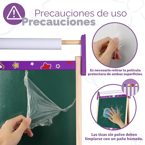 Miniatura 8 de Joyooss Caballete de Arte para Niños, Caballete para Niños Pequeños, Caballete de Madera Ajustable de Pie para Niños Pequeños, Pizarra Blanca