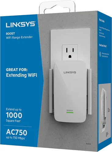 Miniatura 3 de Linksys Extensor WiFi, amplificador de alcance WiFi 5, amplificador de doble banda, cobertura de 1000 pies cuadrados, velocidades de hasta (AC750)