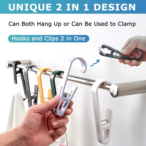 Miniatura 2 de Ganchos de Lavandería con Clips Colgador Organizador de Armario Pinzas Calcetines Botas Sujetadores Toallas para Baño Armario Cocina Oficina 4 Negro