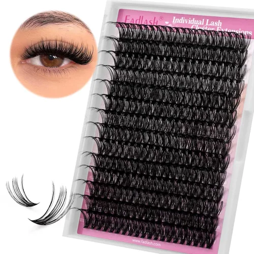 Miniatura 40 de Extensiones de pestañas en racimo 20D, bandeja mixta con pestañas individuales en racimo, de visón negro, para colocar en casa, maquillaje