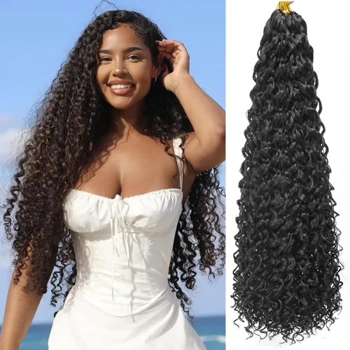 Miniatura 70 de GoGo Curl Crochet Hair 18 pulgadas onda de agua pelo sintético bohemio ganchillo trenzado jengibre onda profunda extensiones de cabello trenzado