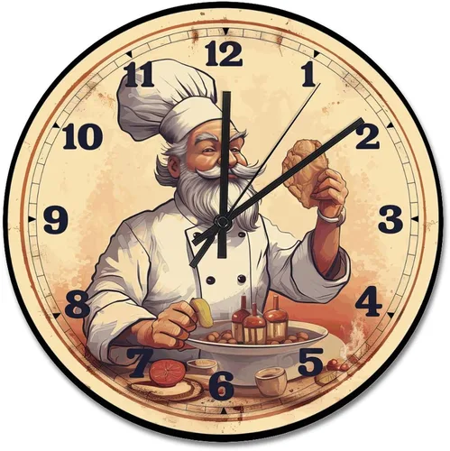 Miniatura 24 de ArogGeld Chef - Reloj de pared de cocina de madera, 10 silencioso, sin tictac, de cuarzo, funciona con pilas, para sala de estar, dormitorio