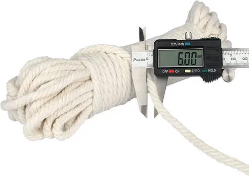 Miniatura 2 de jijAcraft Cuerda de algodón de 1/4 pulgadas, cuerda de macramé blanca de 0.236 in x 65 pies, cuerdas de tendedero de 4 capas para manualidades