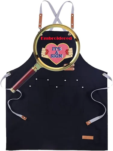 Miniatura 8 de Delantal de chef personalizado con espalda cruzada con correas ajustables, lona bordada e impresión