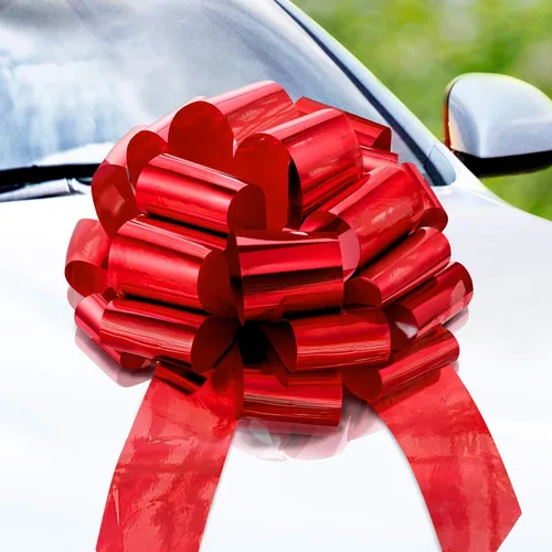 Zoe Deco Lazo grande para automóvil (rojo, 18 pulgadas), lazos de regalo, lazo gigante para automóvil, lazo de cumpleaños, enorme lazo para