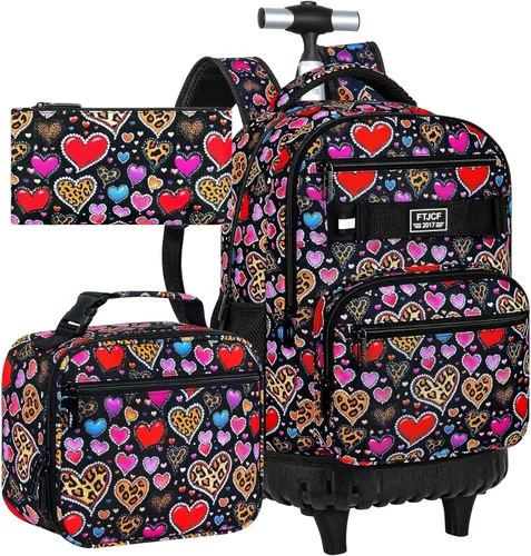 Miniatura 8 de 3 piezas de mochila rodante para mujeres y hombres, bolsa de 21 pulgadas para adultos con ruedas, juego de mochilas con ruedas para niñas y niños