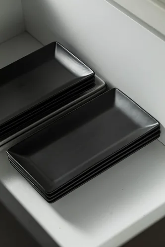 Miniatura 9 de YHOSSEUN Juego de 4 bandejas de cerámica para servir, bandejas rectangulares para servir y bandejas para comida, sushi, bandejas de servir de 9.8