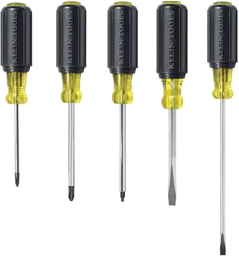 Klein Tools 80031 Juego de destornilladores, fabricado en Estados Unidos, kit de 5 piezas incluye 2 ranurados, 2 Phillips y 1 destornillador de