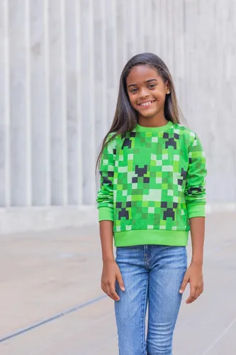 Miniatura 4 de Minecraft Creeper - Sudadera de felpa francesa para niñas pequeñas y grandes