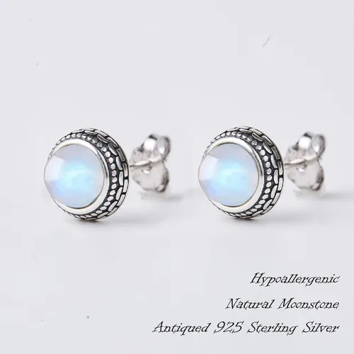 Miniatura 67 de Aretes de plata de ley con piedra natal de cristal real, joyería para mujer, moda occidental 925, envejecida, bohemia, hecha a mano, el mejor regalo