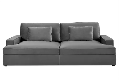 Miniatura 3 de Container Furniture Direct Moderno sofá cama de terciopelo con diseño lujoso, elegante centro de mesa para salas de estar elegantes y cómodos Gris