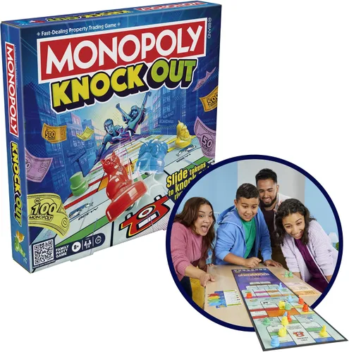 Miniatura 7 de Monopoly Knockout - Juego de mesa 2-8 jugadores Promedio de 20 minutos Juegos de mesa rápidos para familias, niños, adolescentes y adultos A