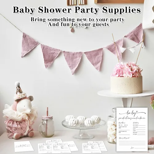 Miniatura 4 de Tarjetas de predicción y consejos para bebés, tarjetas de juegos de baby shower, minimalismo para niños o niñas, decoración y suministros de fiesta
