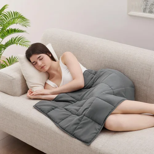 L'AGRATY Manta con peso de 5 libras, para regazo, manta pequeña y portátil para adultos, refrescante, para viajar, relajarse y dormir, para todas