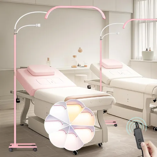 HITTI Luz de Esteticistas, Luz Flexible de Cuello de Ganso para Pestañas para Técnicos de Pestañas, Luz LED de Media Luna con Soporte para Teléfono,