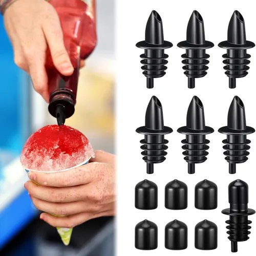 12 piezas de vertedores de botellas de jarabe para verter boquillas incluyendo jarabe de cono de nieve, vertedores de botellas de licor de alcohol y