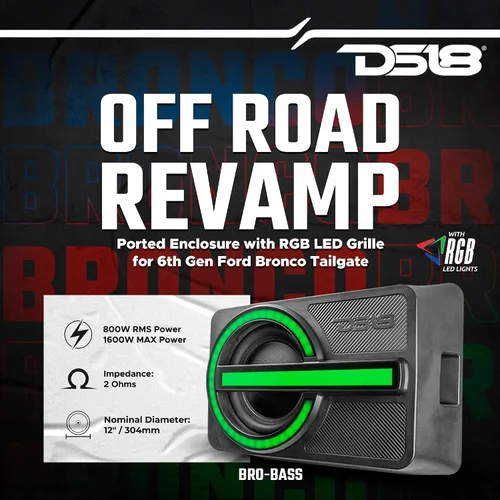 Miniatura 2 de DS18 Ford Bronco - Carcasa para portón trasero con subwoofer de 12 pulgadas, 800 W, RMS, 1600 W, potencia máxima, 2 ohmios, resistente al agua