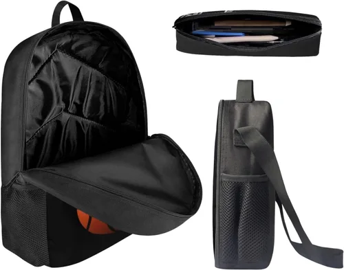 Miniatura 109 de HUGS IDEA Juego de 3 bolsas escolares con aislamiento térmico para el almuerzo, estuche para lápices